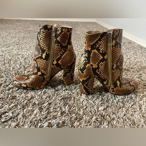 Steve Madden Pixie Yellow Snake Mid-Calf Booties